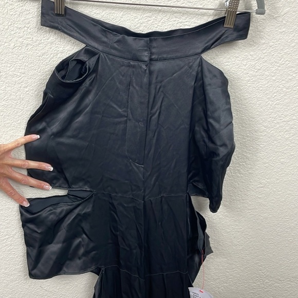 New Topshop Slash Wide Leg Cutout Satin Pants In Black Limited Edition Sz 6 - Picture 6 of 14